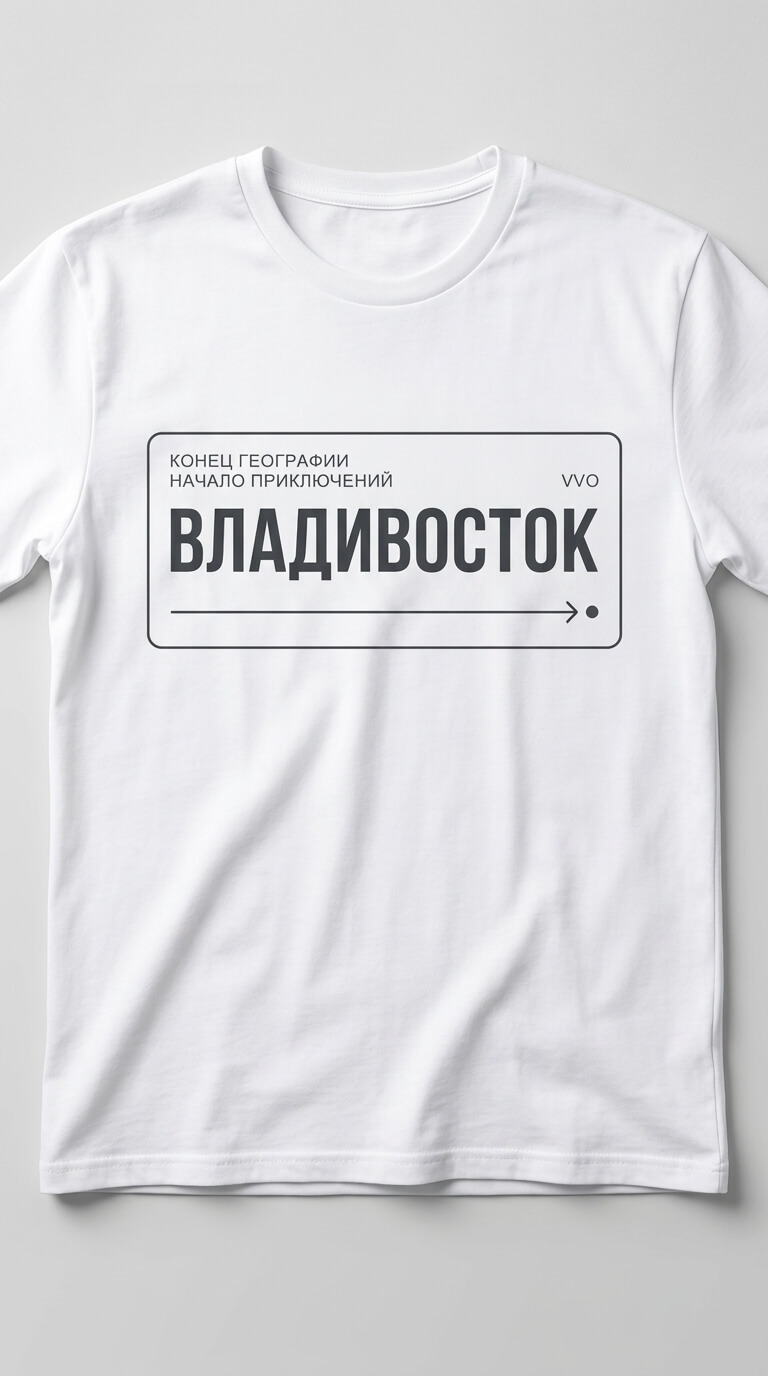 картинка Базовая футболка с символикой Владивостока "География" от магазина "Люди в худи"